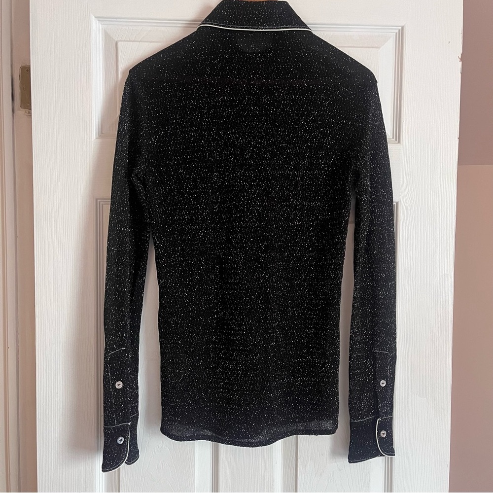 ACNE STUDIOS Gold Black Lurex Long Sleeve Button Down Blouse - Picture 8 of 8